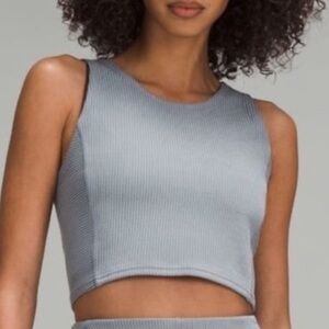 Lululemon Belgian Blue Softstreme Ribbed Reversible Crop Tank • Sz 8